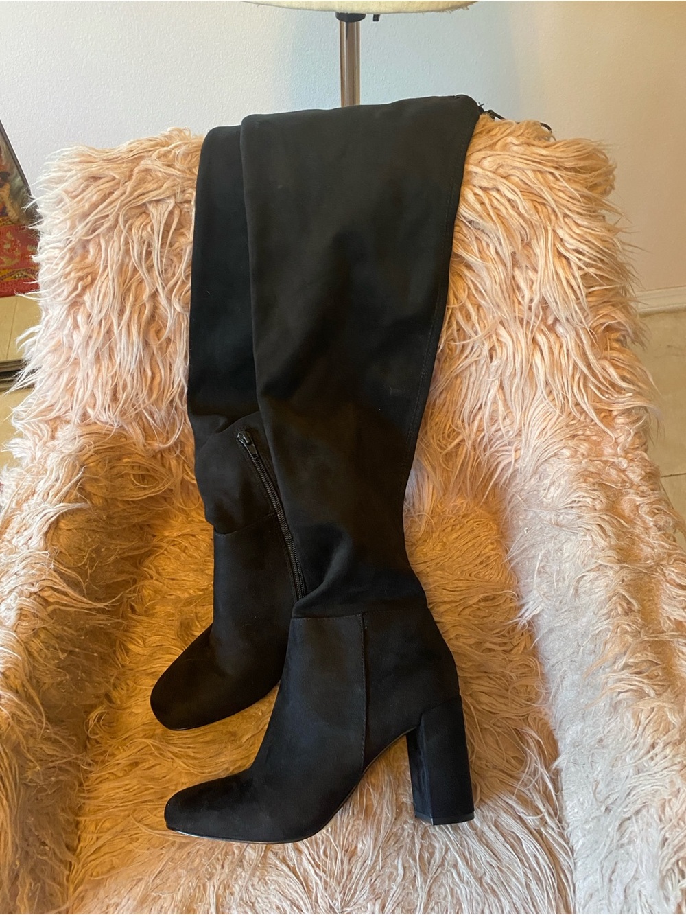 Chinese Laundry Black Over-The-Knee Block Heel Boots